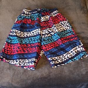 Speedo red, white and blue waves swim trunks